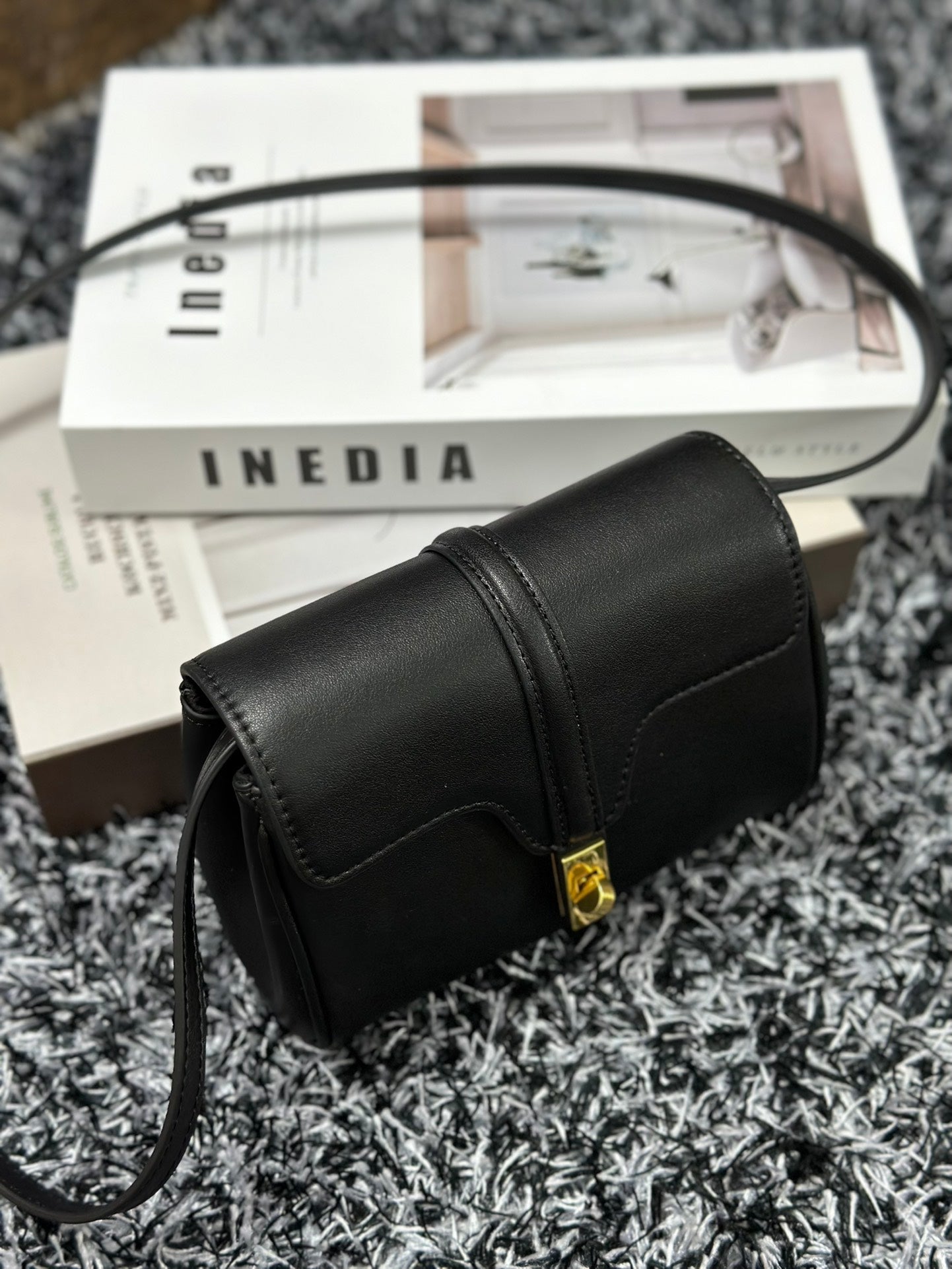 CELINE CLASSIC MINI 18 BLACK CALFSKIN