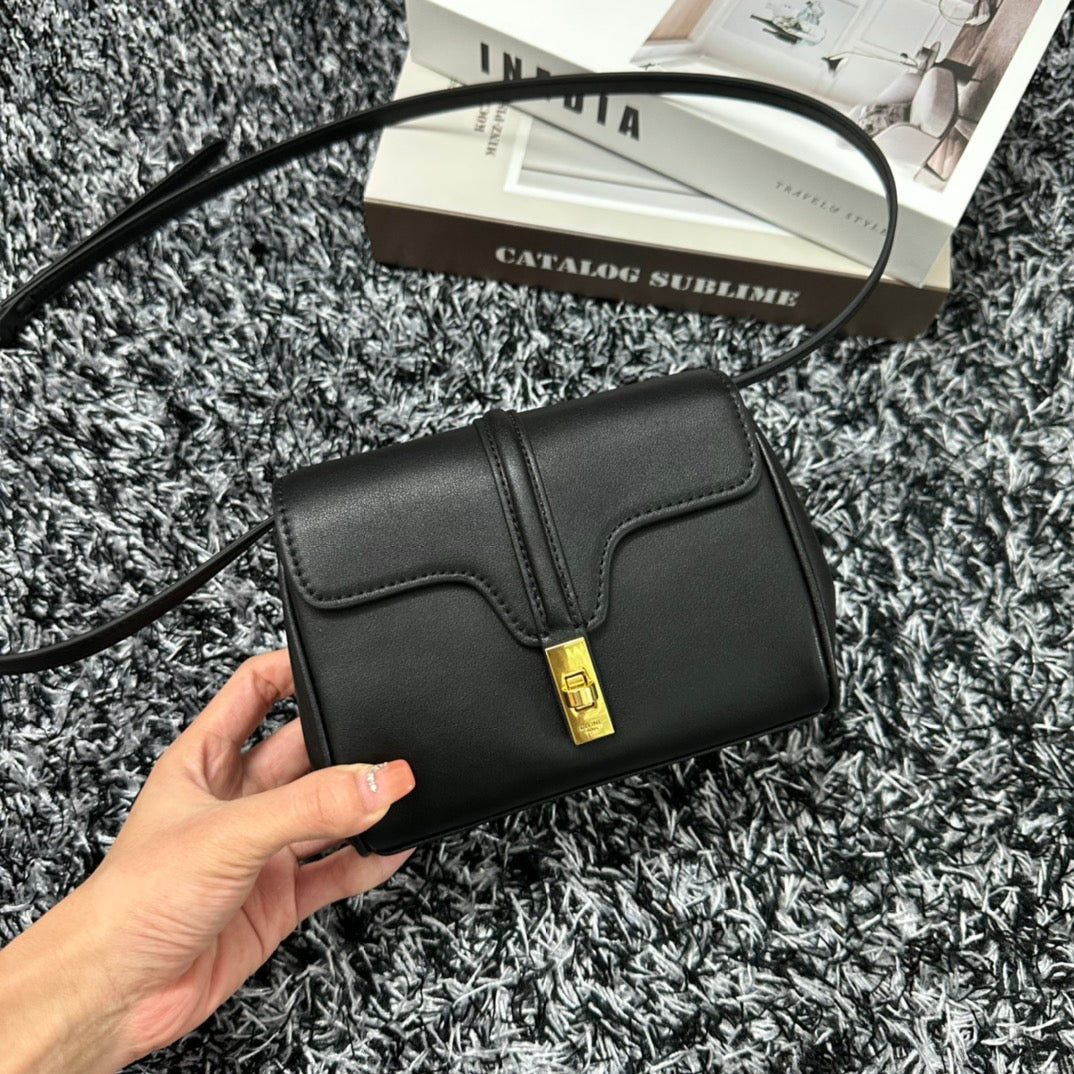 CELINE CLASSIC MINI 18 BLACK CALFSKIN