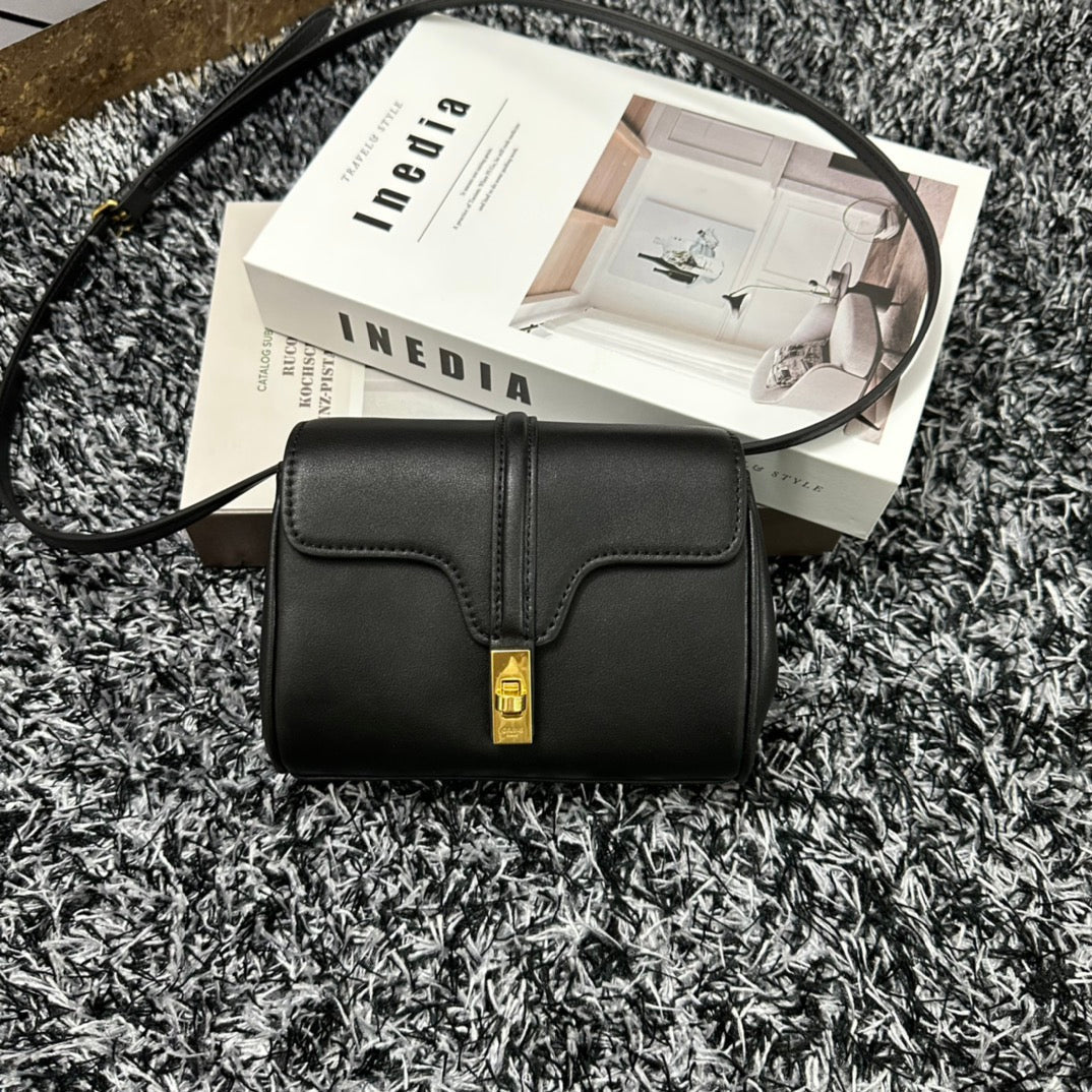 CELINE CLASSIC MINI 18 BLACK CALFSKIN