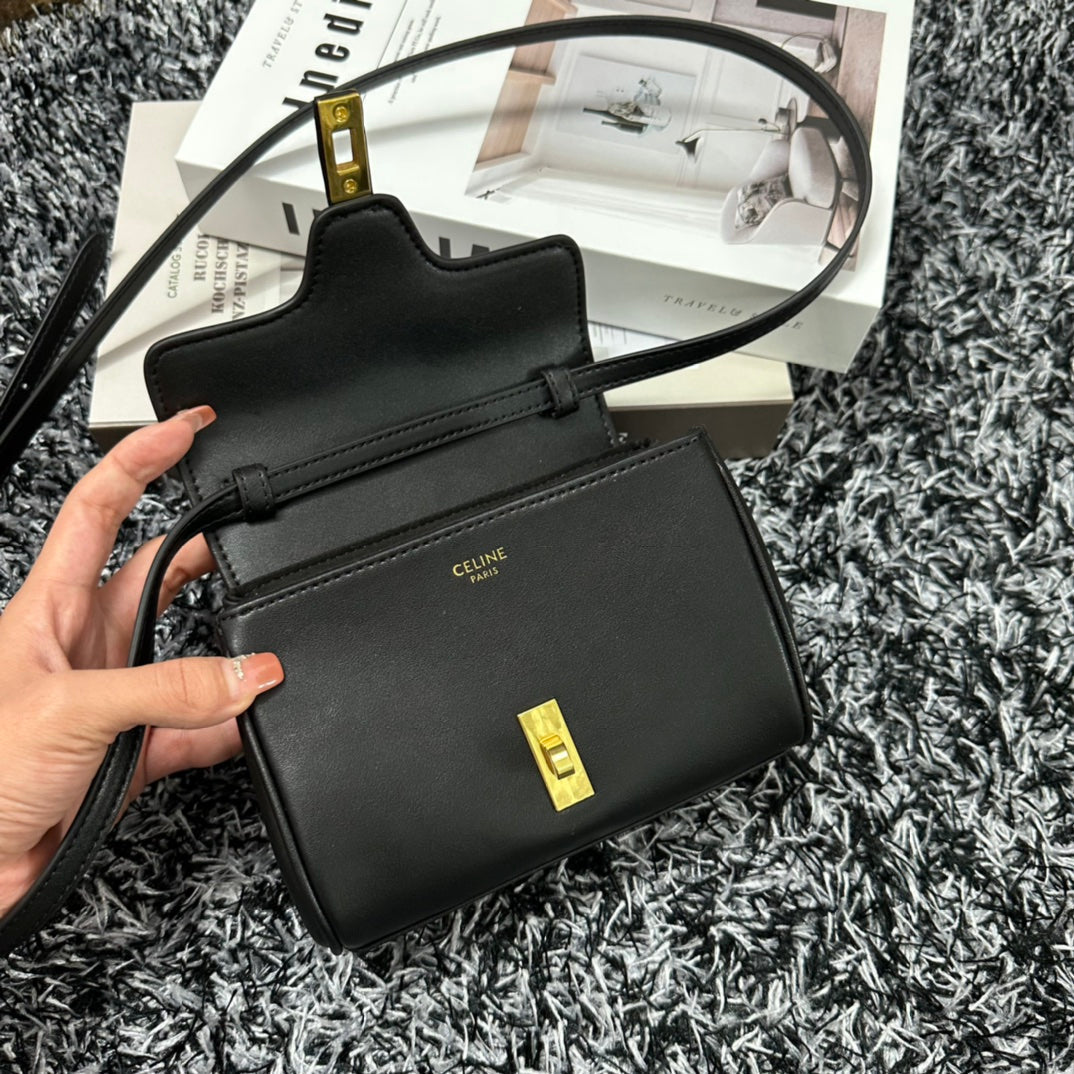 CELINE CLASSIC MINI 18 BLACK CALFSKIN
