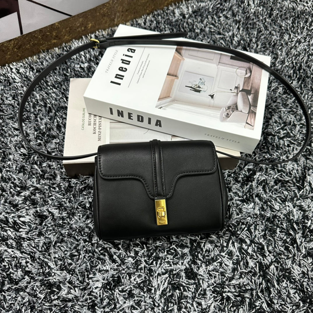 CELINE CLASSIC MINI 18 BLACK CALFSKIN