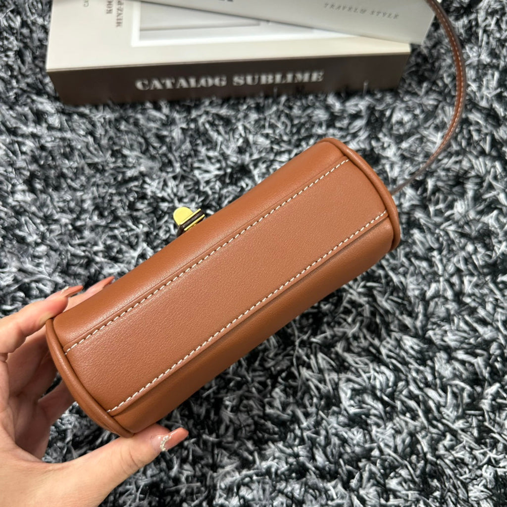 CELINE CLASSIC MINI 18 CINNAMON BROWN CALFSKIN