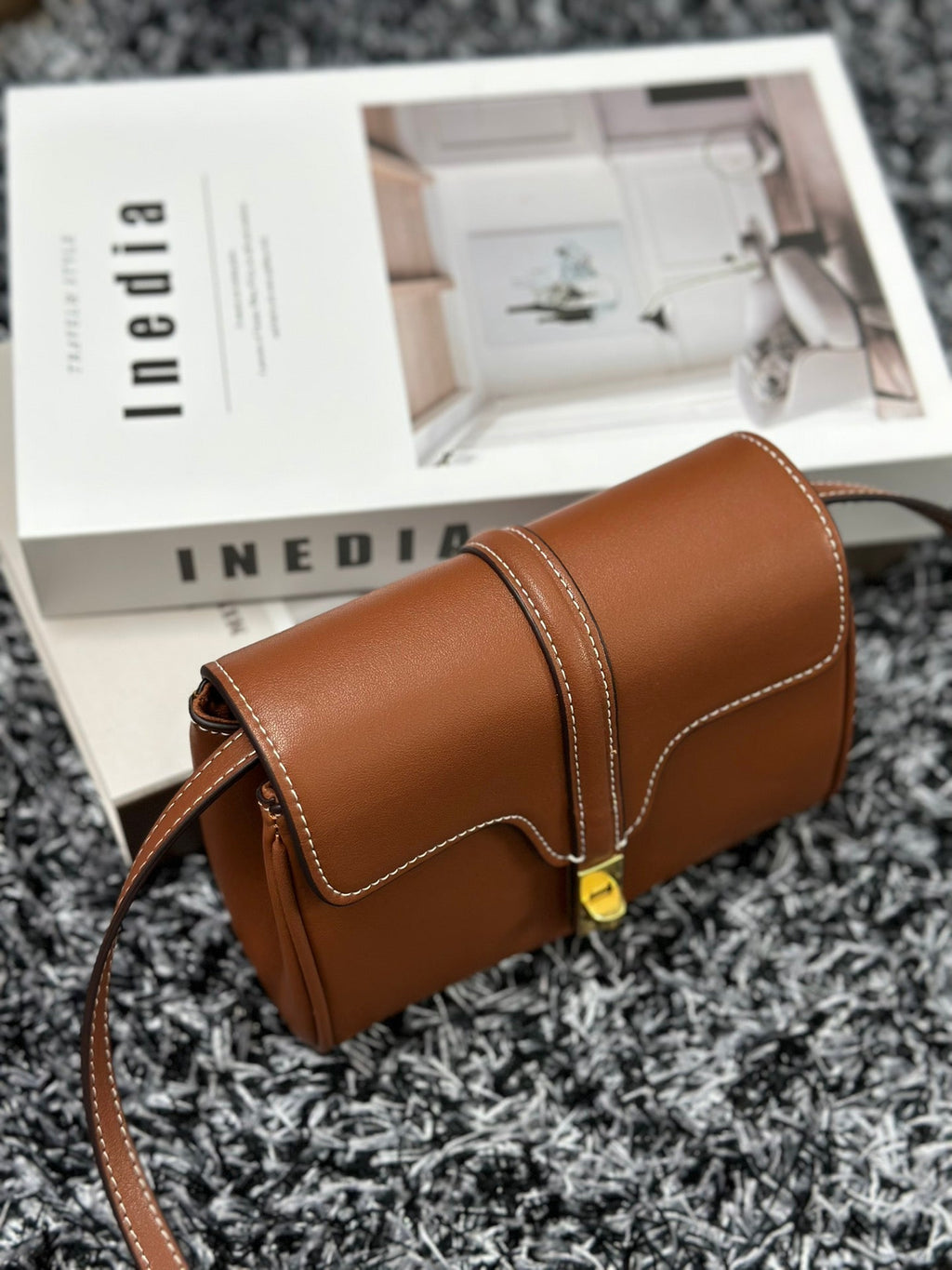 CELINE CLASSIC MINI 18 CINNAMON BROWN CALFSKIN