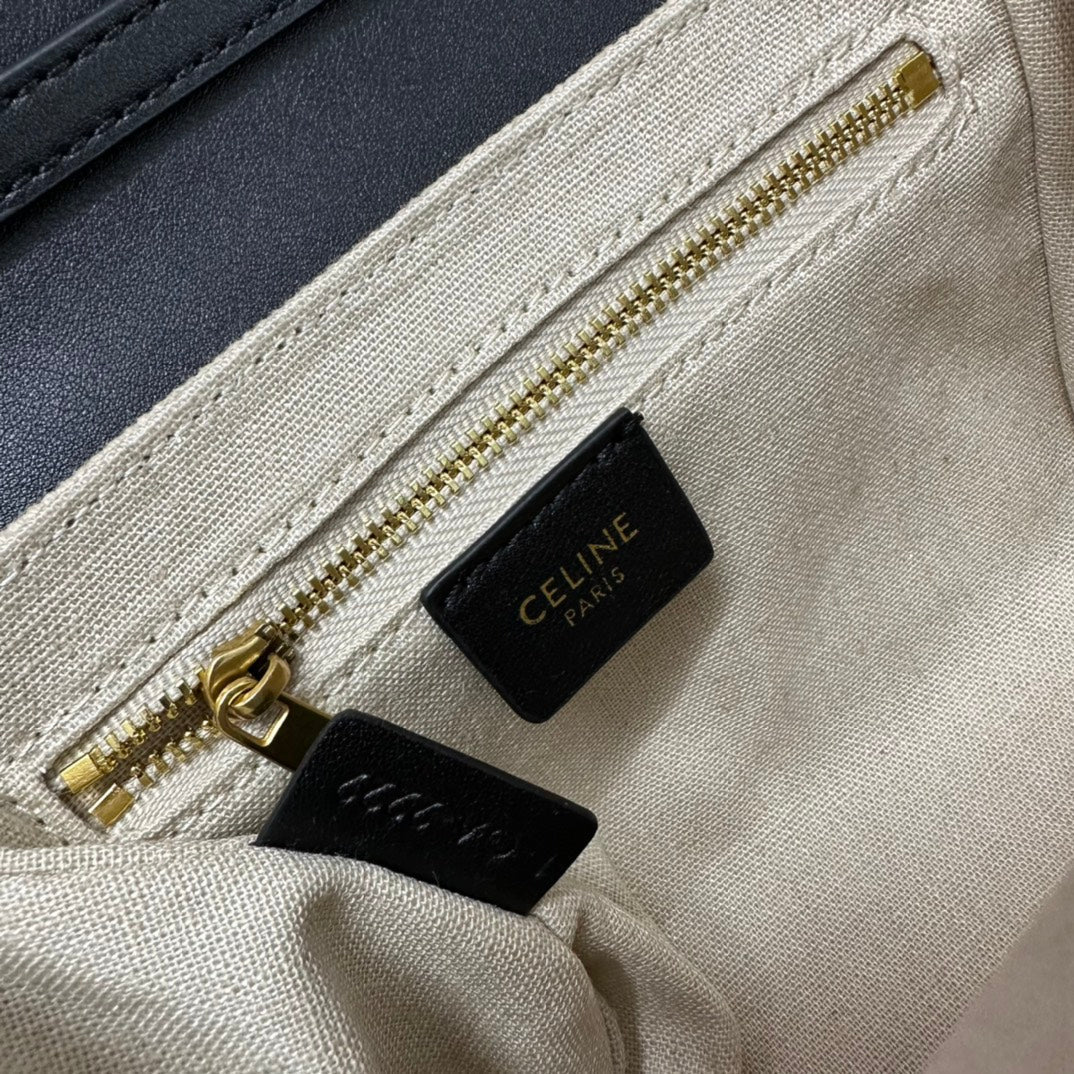 CELINE CLASSIC MINI 18 WHITE BLACK CALFSKIN