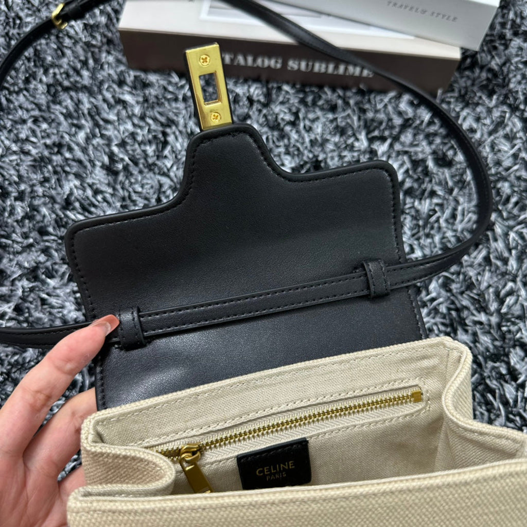 CELINE CLASSIC MINI 18 WHITE BLACK CALFSKIN