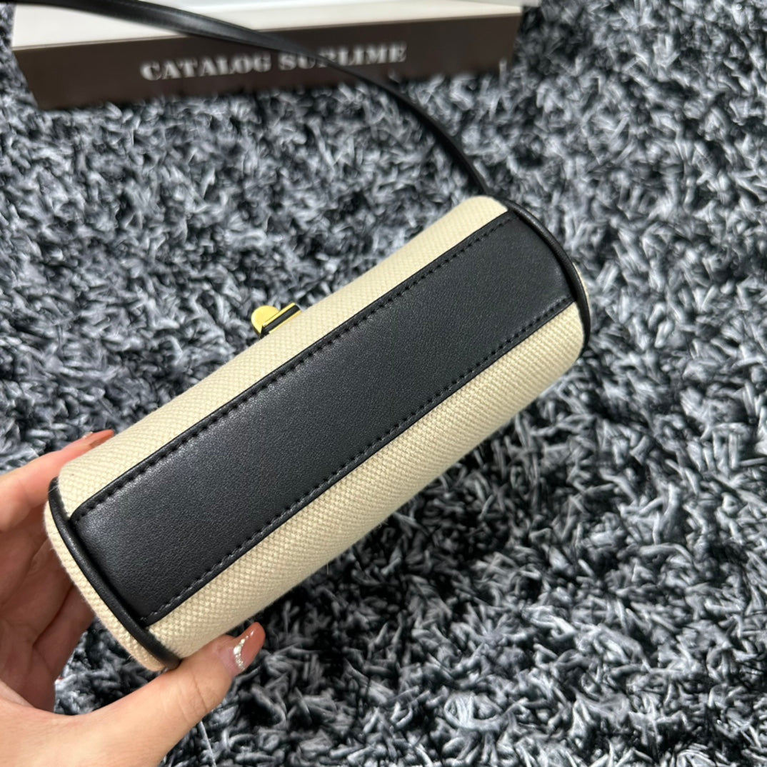 CELINE CLASSIC MINI 18 WHITE BLACK CALFSKIN