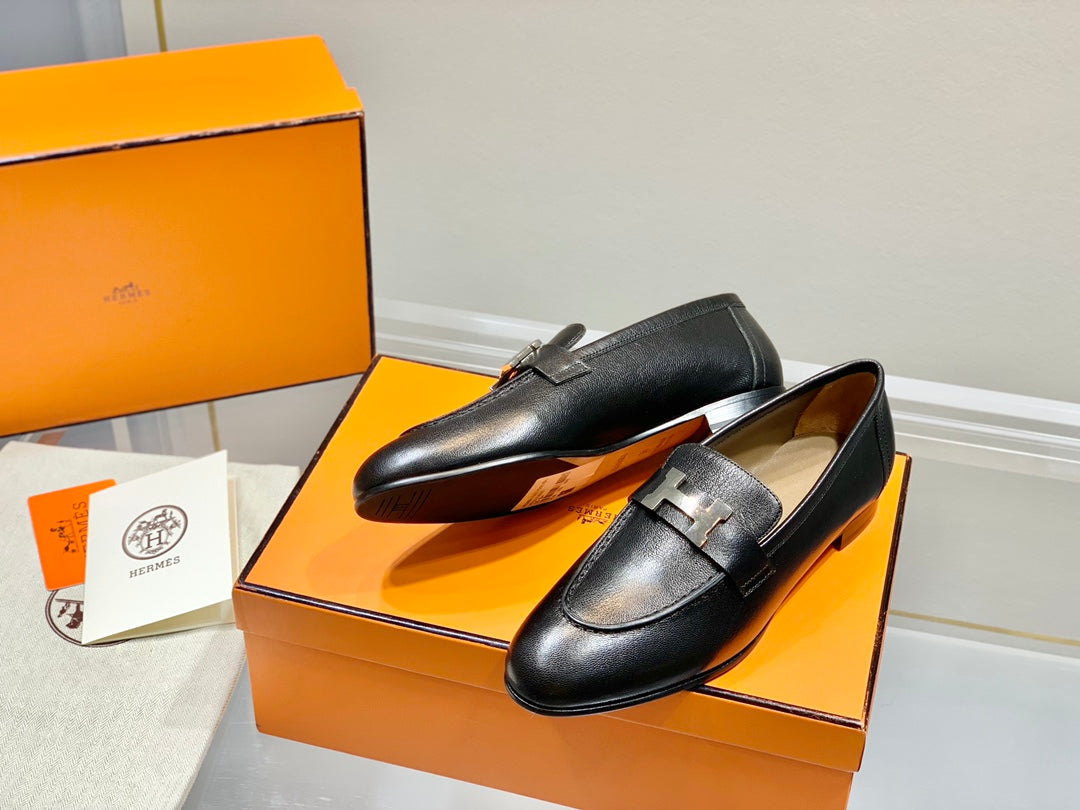 HERMES PARIS LOAFER BLACK CALFSKIN
