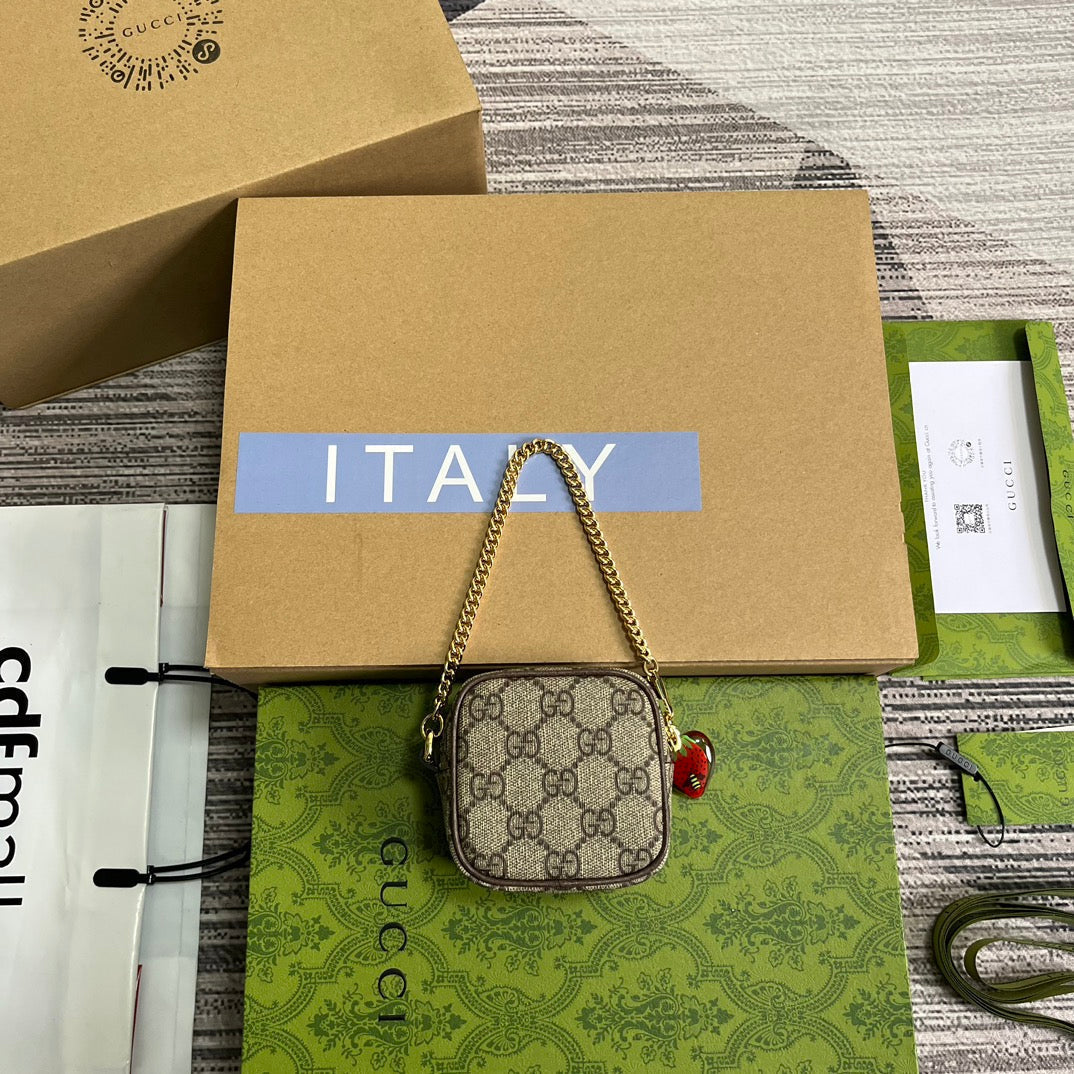 GUCCI SUPERMINI 3 BOX BAG IN BEIGE CANVAS