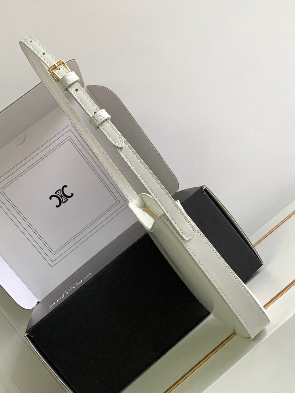 CELINE CROQUE 18 GLOSSY CALFSKIN WHITE
