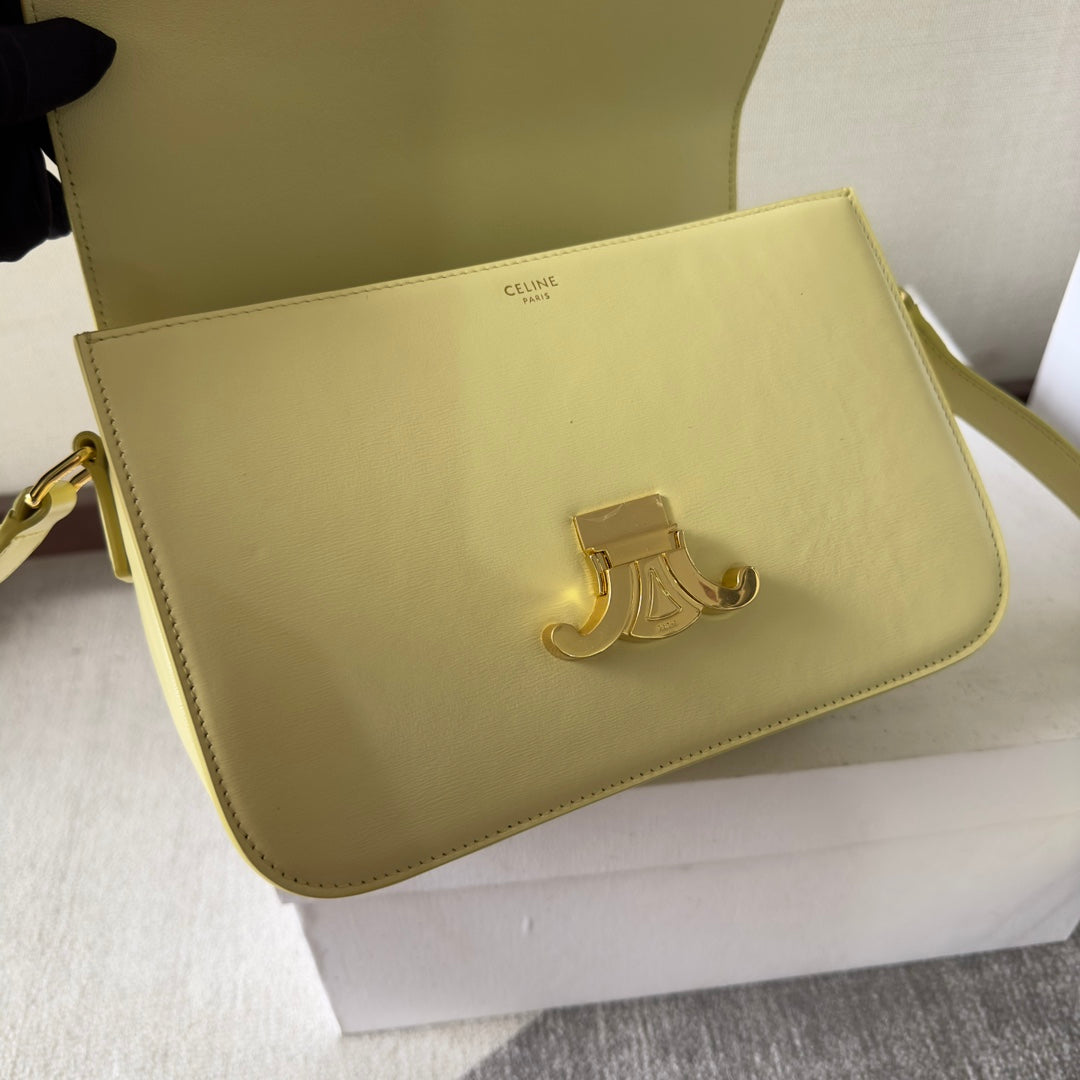CELINE CLASSIQUE TRIOMPHE BAG 22 IN YELLOW CALFSKIN