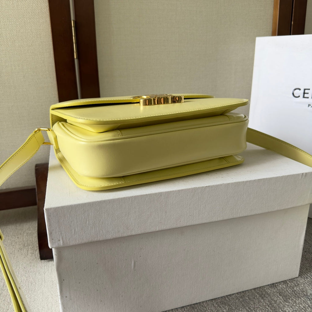 CELINE CLASSIQUE TRIOMPHE BAG 22 IN YELLOW CALFSKIN