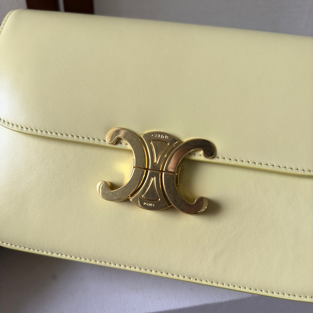 CELINE CLASSIQUE TRIOMPHE BAG 22 IN YELLOW CALFSKIN