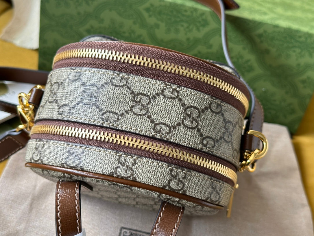 GUCCI MULTI-FUNCTION MINI 19 BACKPACK IN BEIGE AND BROWN CANVAS
