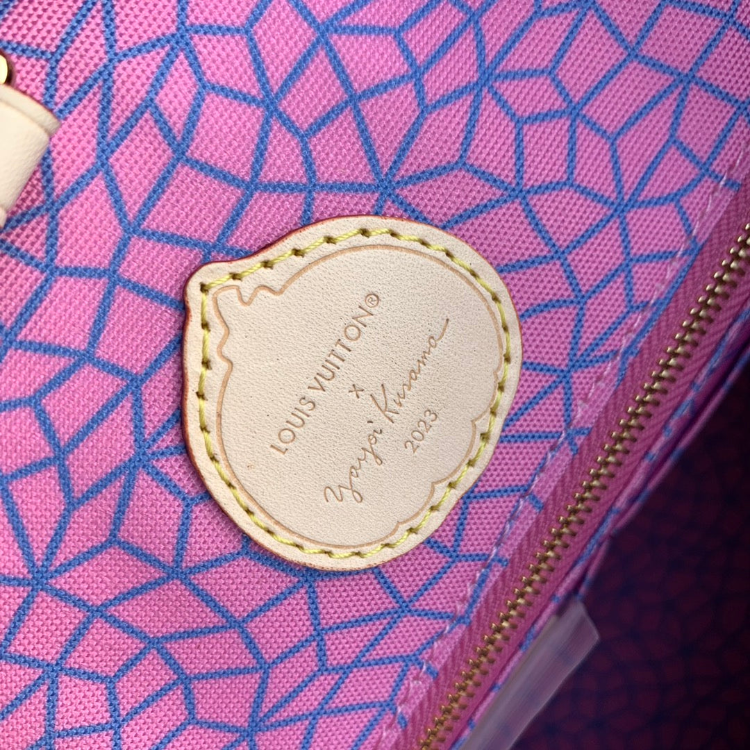 LOUIS VUITTON LV x YK ONTHEGO 25 IN BROWN MONOGRAM COATED CANVAS AND CALFSKIN PUMPKIN PATTERN