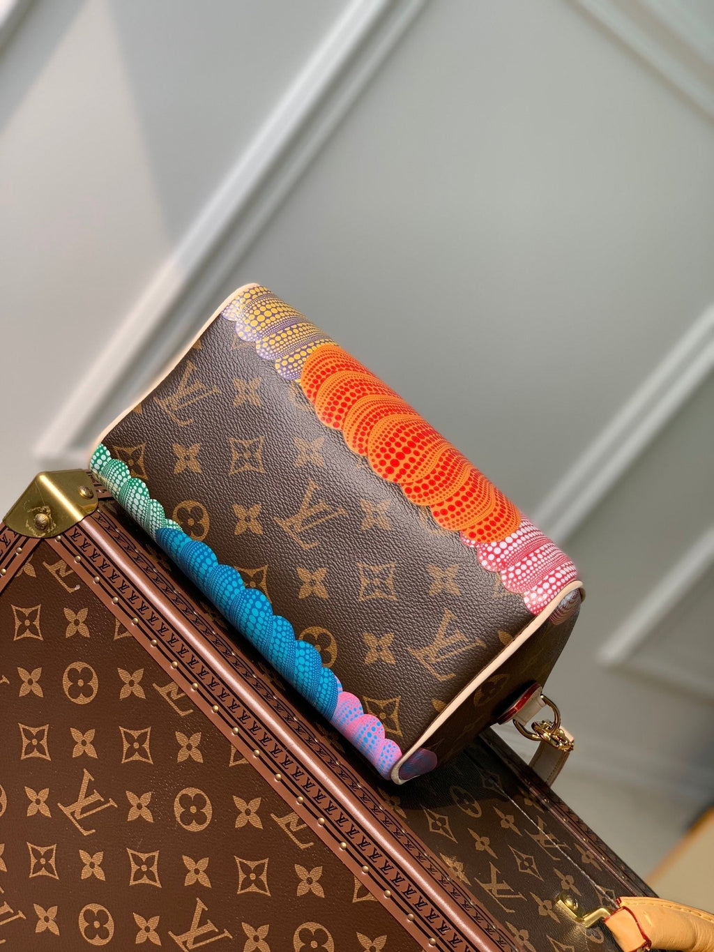 LOUIS VUITTON LV x YK SPEEDY BANDOULIÈRE 20 IN BROWN MONOGRAM COATED CANVAS AND CALFSKIN