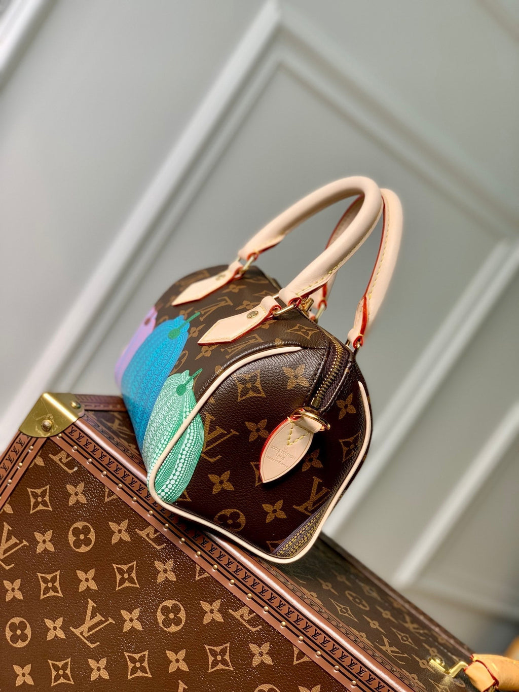 LOUIS VUITTON LV x YK SPEEDY BANDOULIÈRE 20 IN BROWN MONOGRAM COATED CANVAS AND CALFSKIN