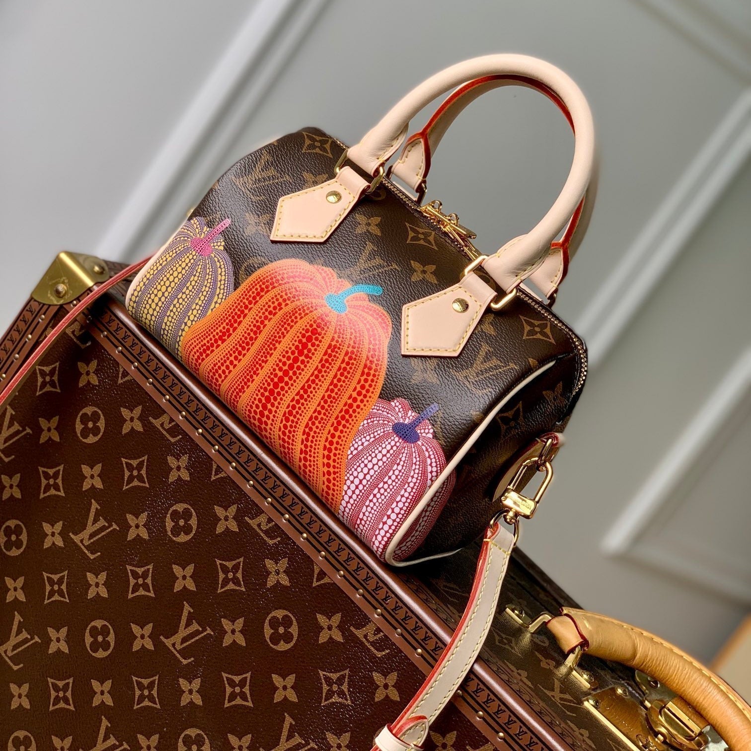 LOUIS VUITTON LV x YK SPEEDY BANDOULIÈRE 20 IN BROWN MONOGRAM COATED CANVAS AND CALFSKIN