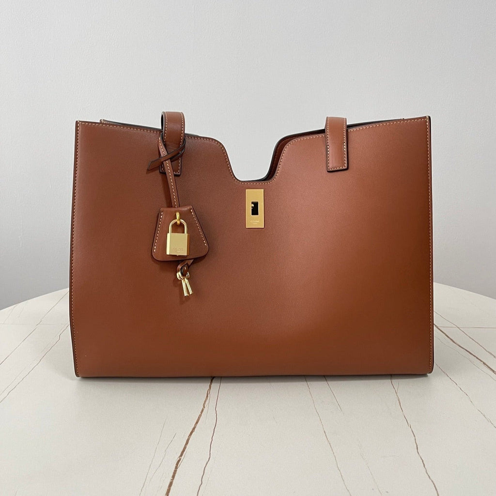 CELINE CABAS TRIOMPHE 37 CINNAMON BROWN IN SMOOTH CALFSKIN