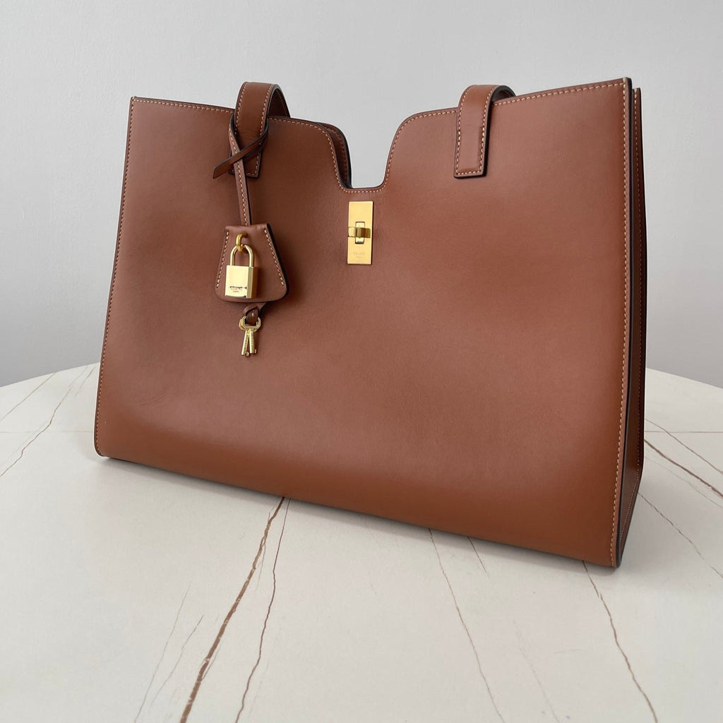 CELINE CABAS TRIOMPHE 37 CINNAMON BROWN IN SMOOTH CALFSKIN