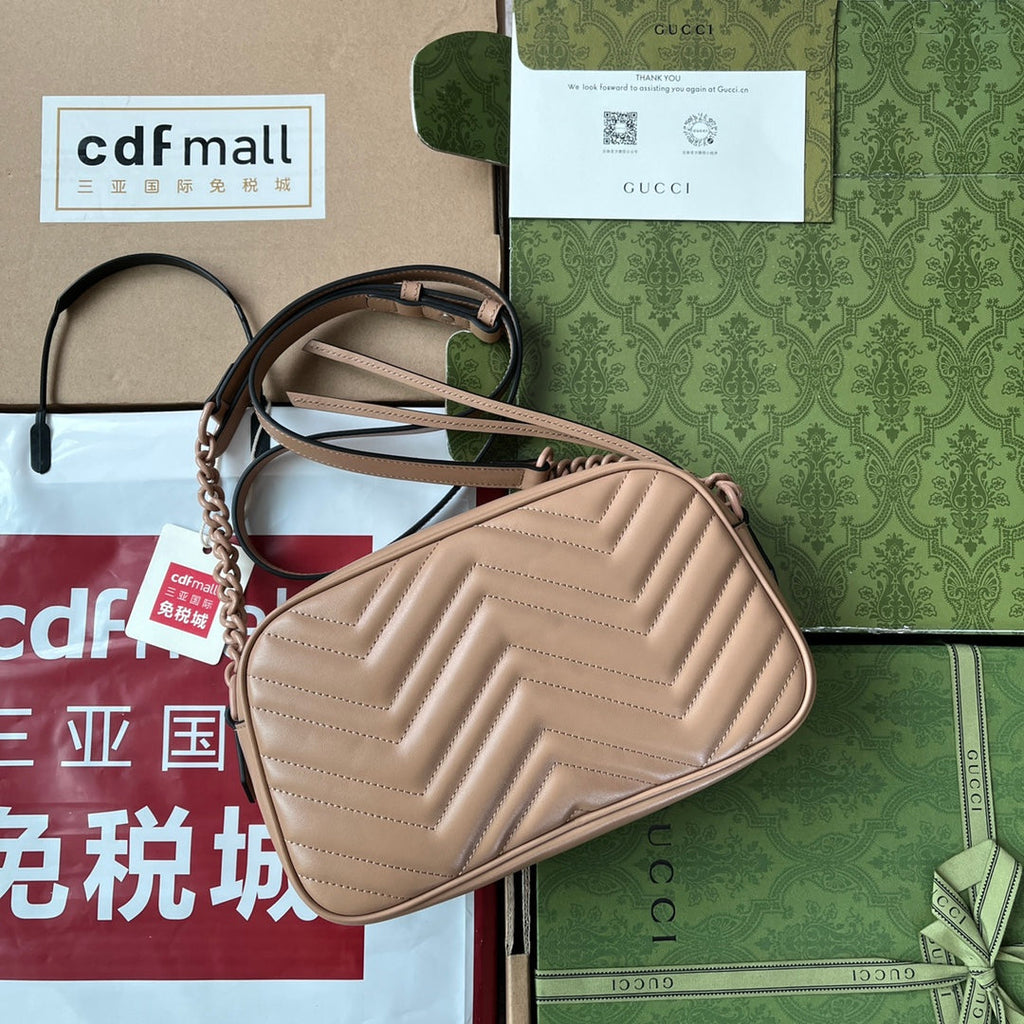 GUCCI MARMONT SHOULDER BAG 24 IN BEIGE CALFSKIN