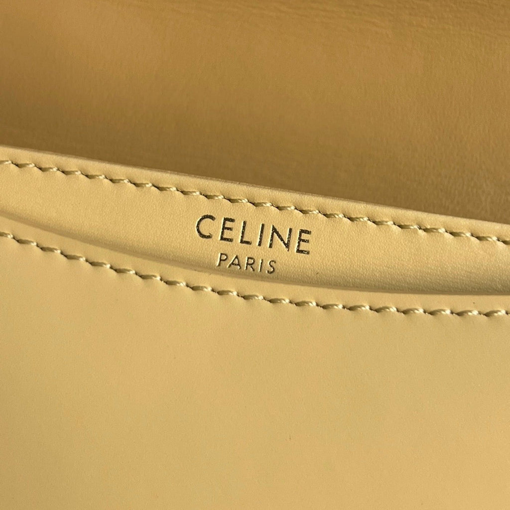 CELINE TRIOMPHE SHINY CALFSKIN HANDBAG 18 YELLOW PASTEL
