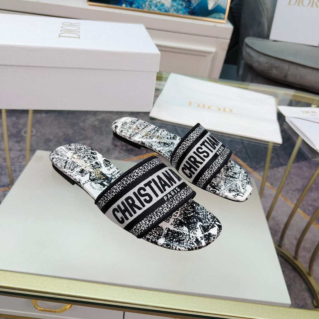 DIOR CD Mule Dway Slide 10mm Multi-motifs Style 13