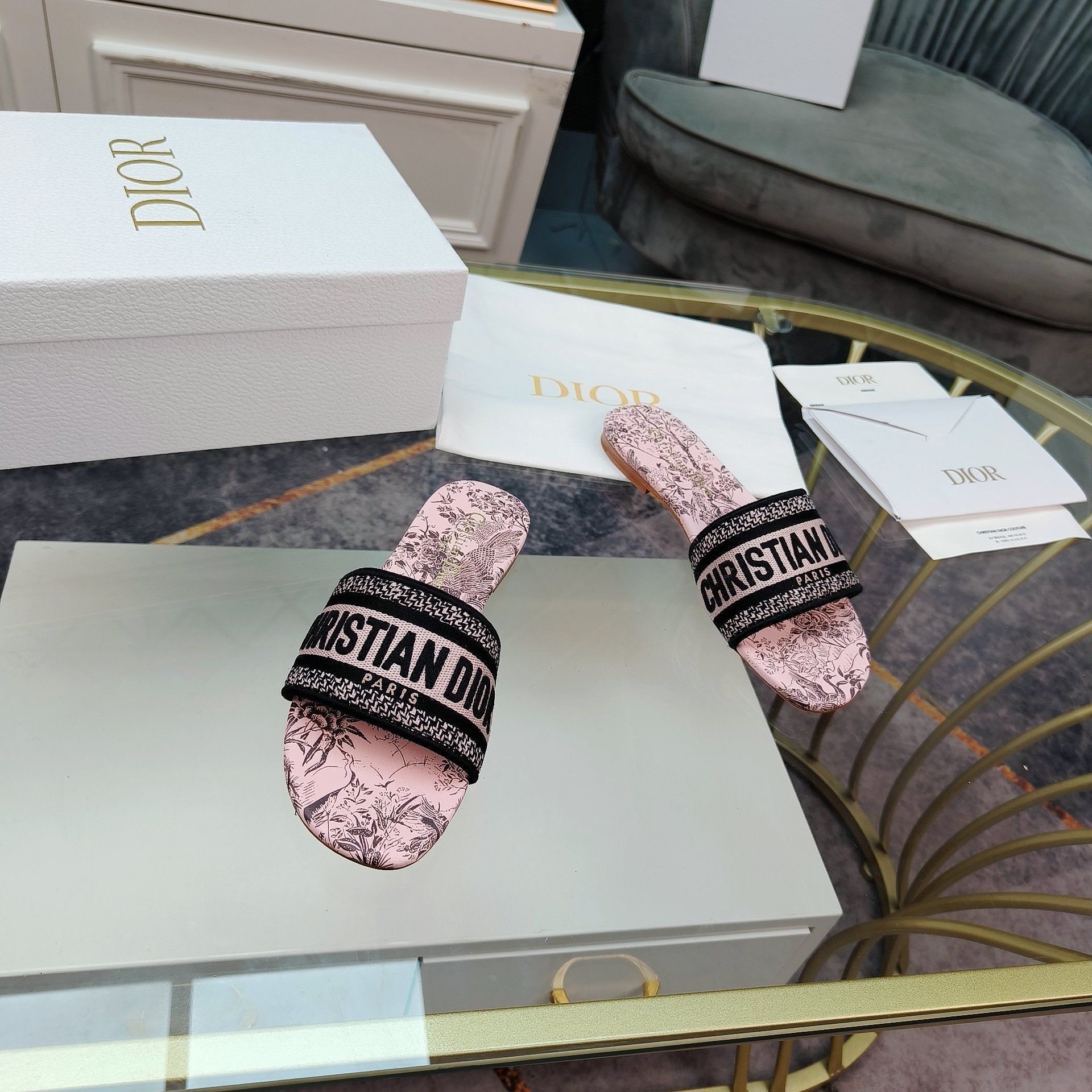 DIOR CD Mule Dway Slide 10mm Multi-motifs Style 12