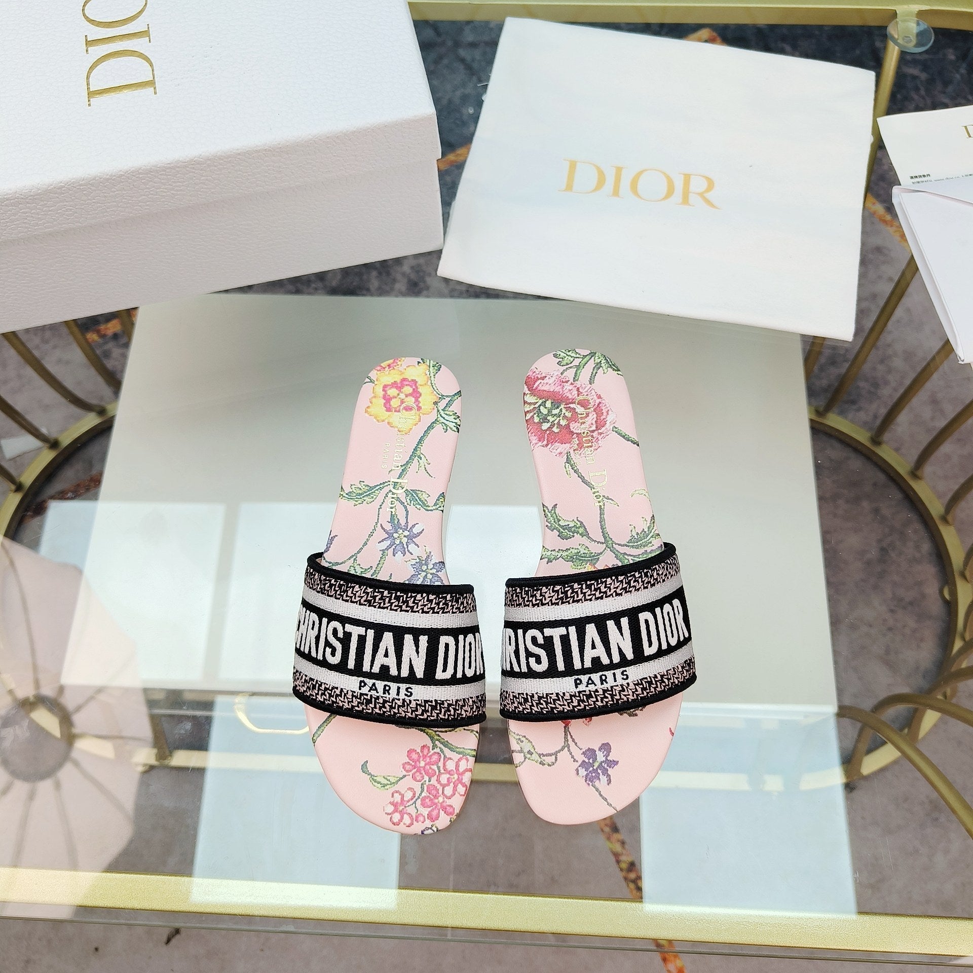 DIOR CD Mule Dway Slide 10mm Multi-motifs Style 9