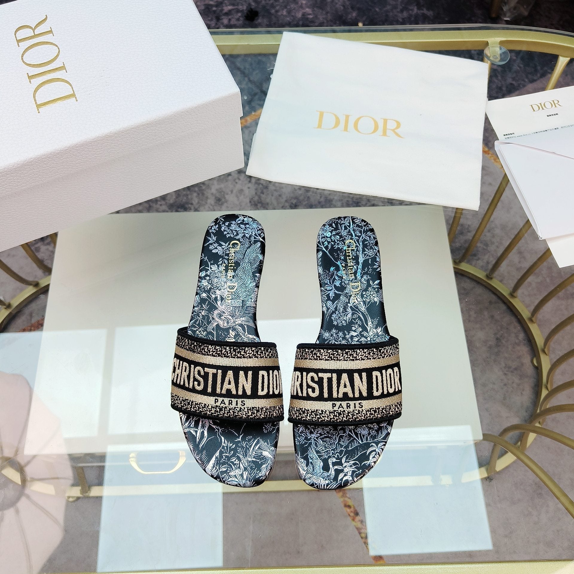 DIOR CD Mule Dway Slide 10mm Multi-motifs Style 4