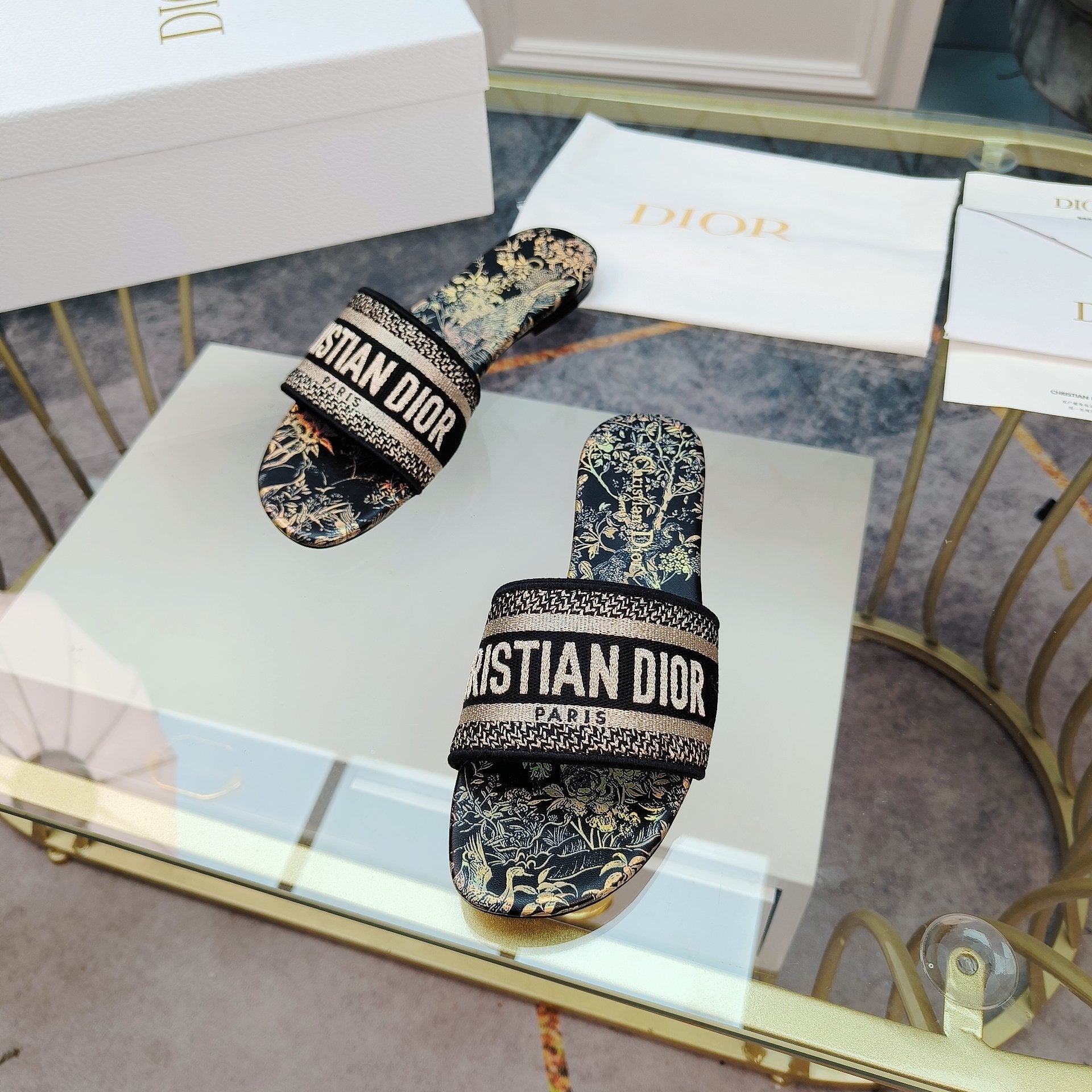 DIOR CD Mule Dway Slide 10mm Multi-motifs Style 5