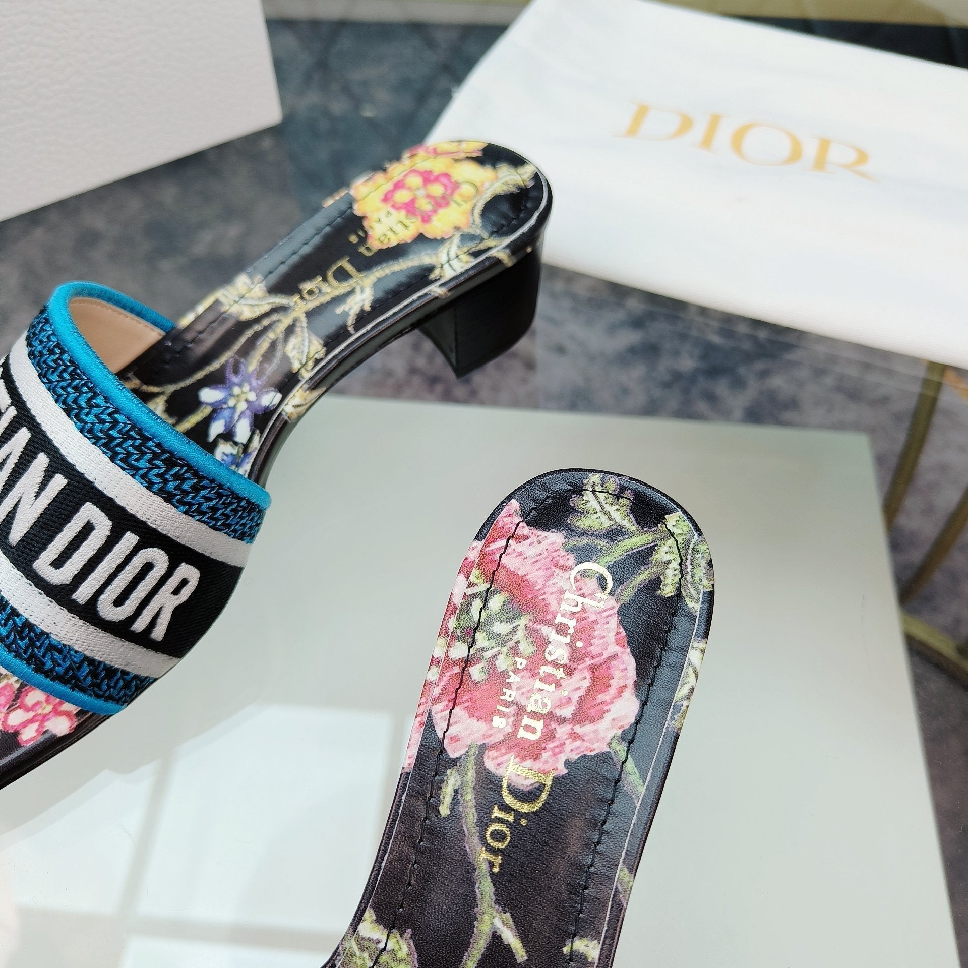 DIOR CD Mule Dway Heeled Slide 45mm Style 1