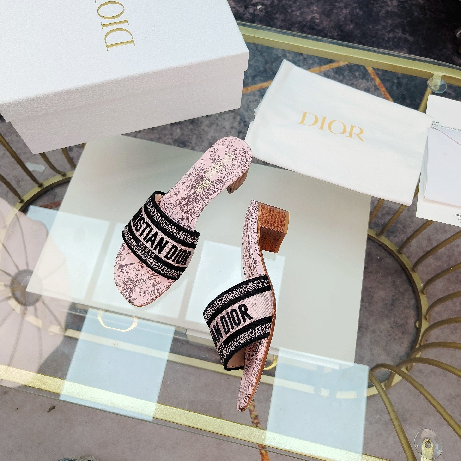 DIOR CD Mule Dway Heeled Slide 45mm Style 12