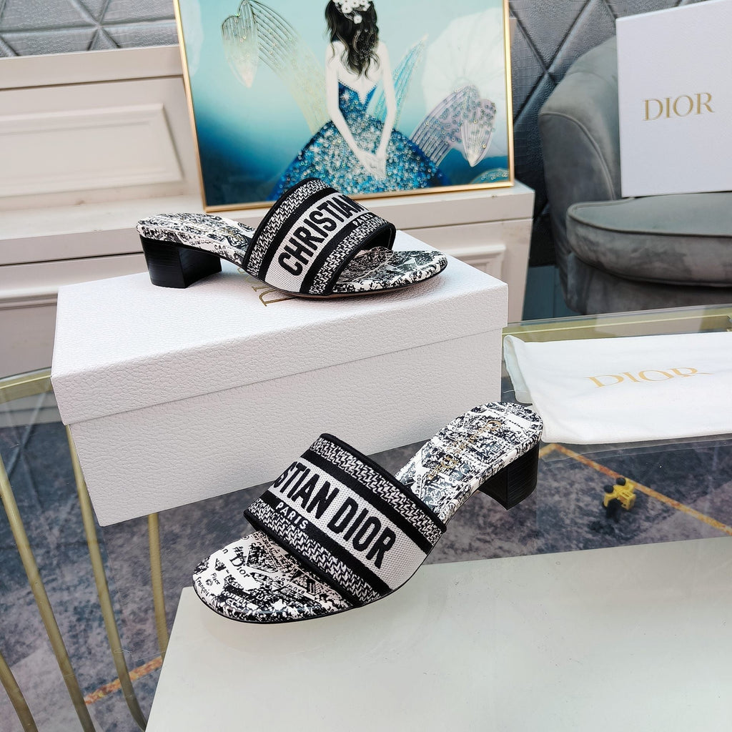 DIOR CD Mule Dway Heeled Slide 45mm Style 11