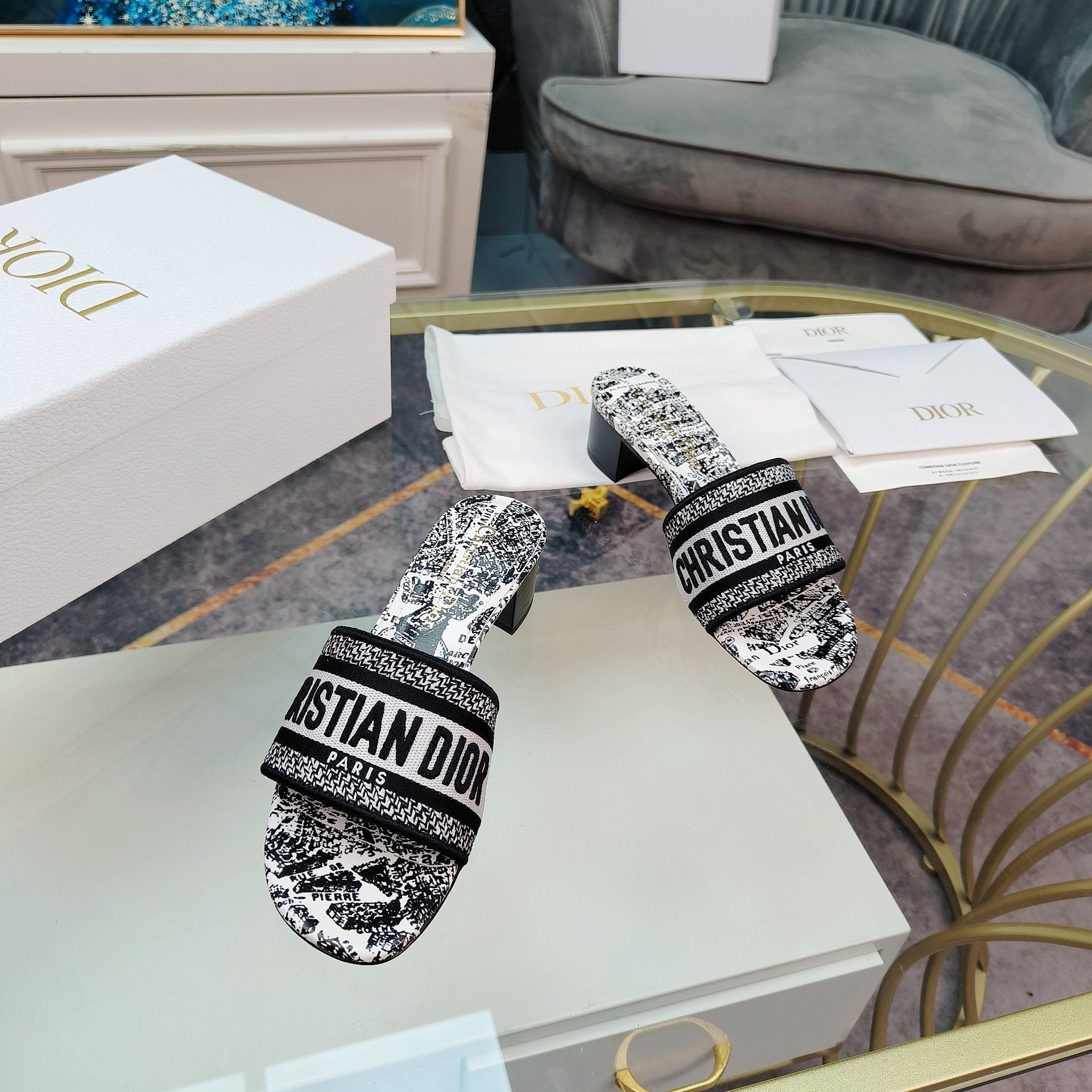 DIOR CD Mule Dway Heeled Slide 45mm Style 11