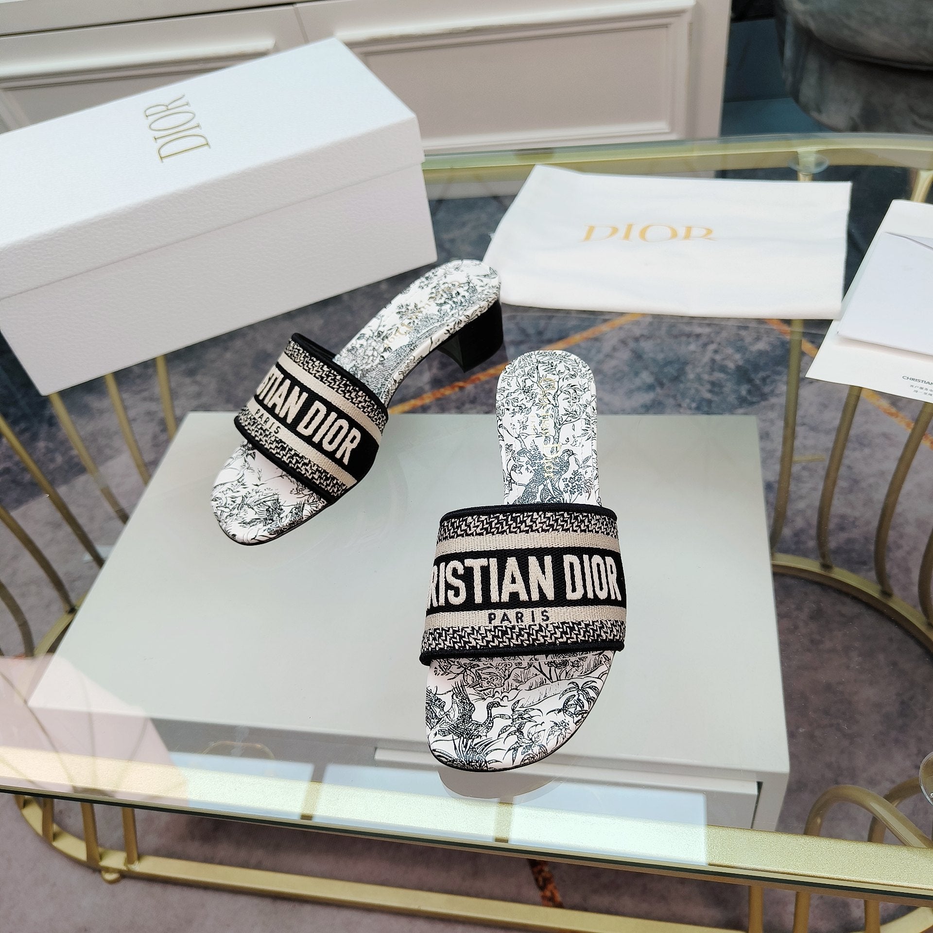 DIOR CD Mule Dway Heeled Slide 45mm Style 13