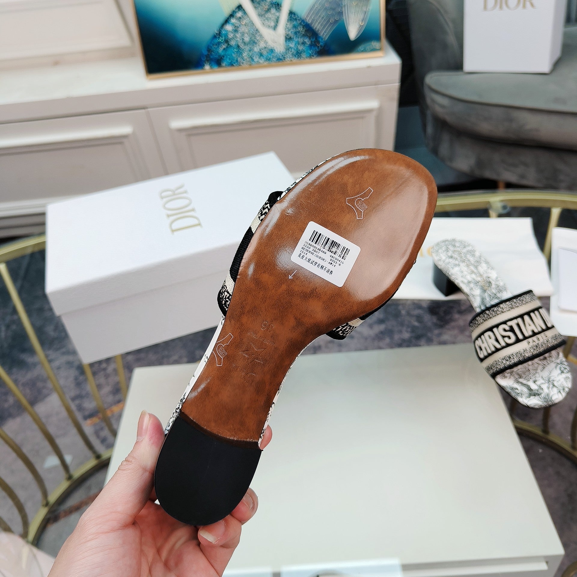 DIOR CD Mule Dway Heeled Slide 45mm Style 13