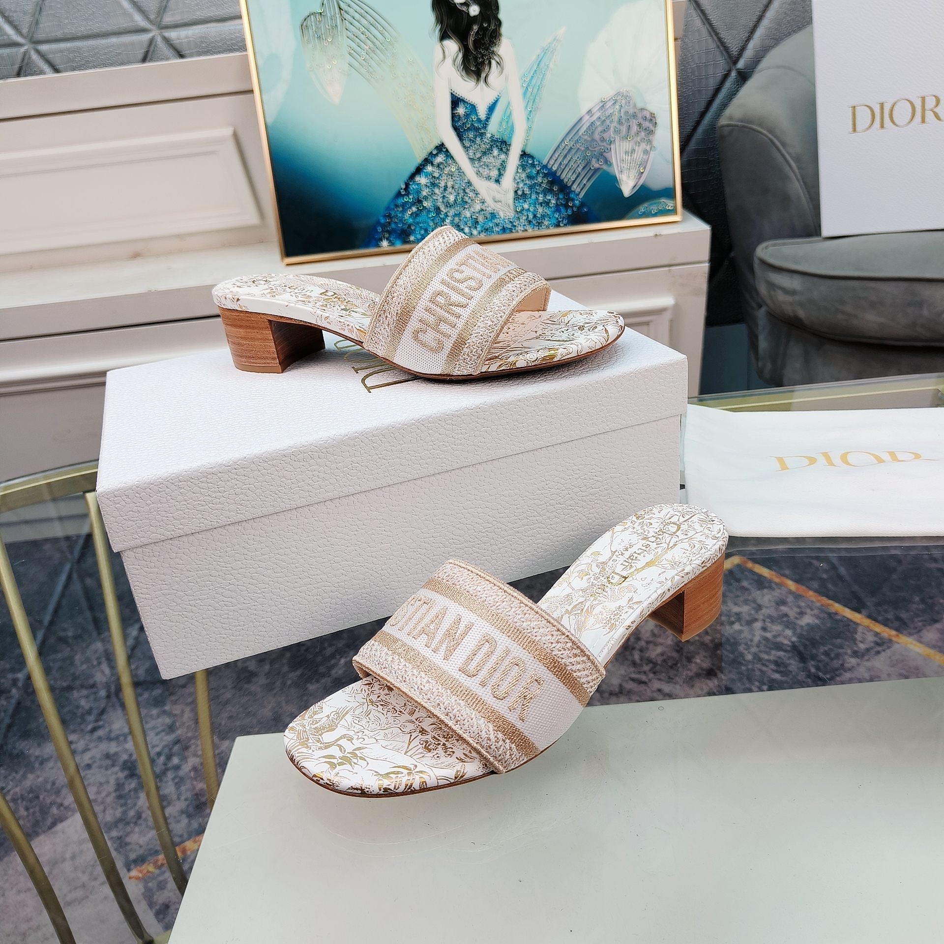 DIOR CD Mule Dway Heeled Slide 45mm Style 8