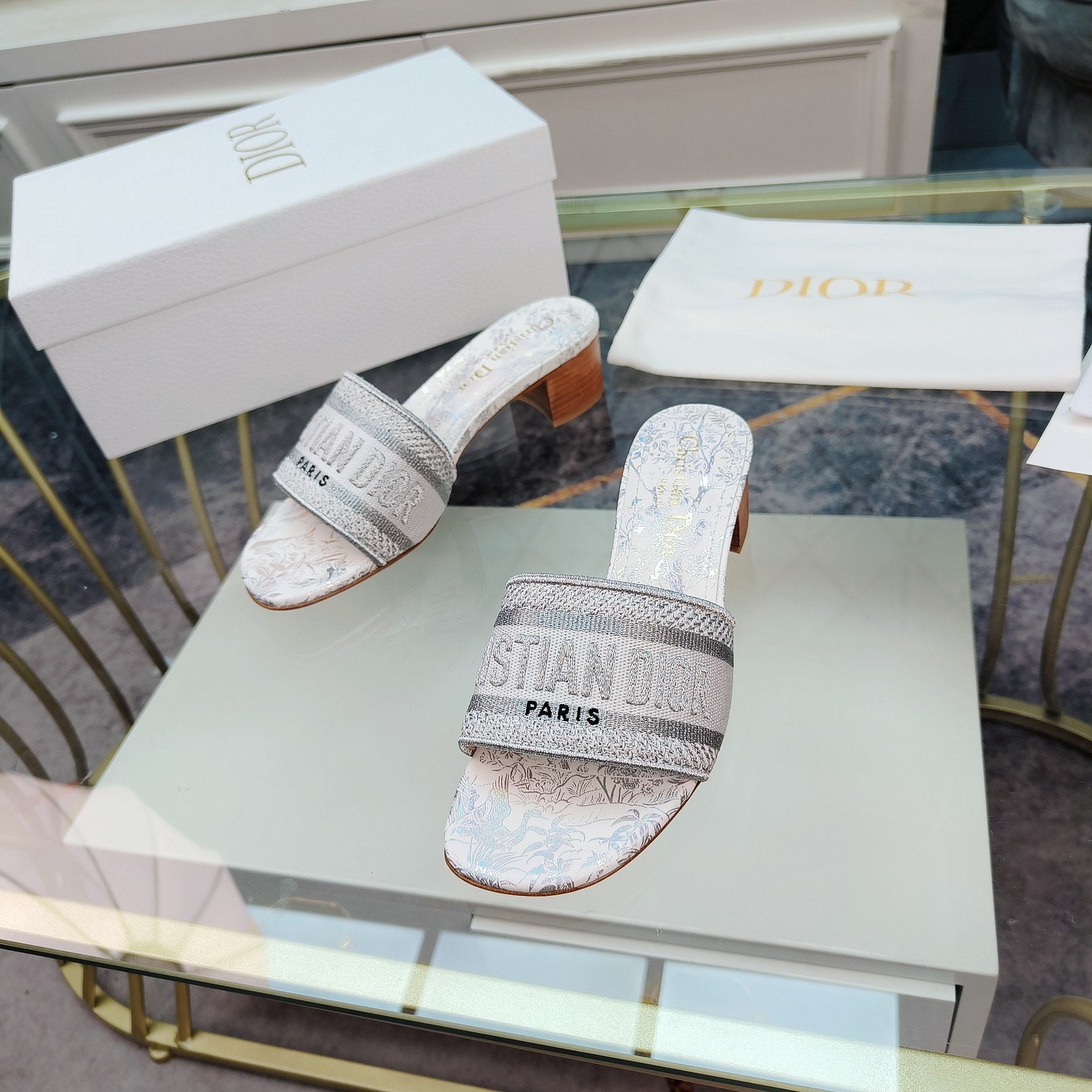 DIOR CD Mule Dway Heeled Slide 45mm Style 7