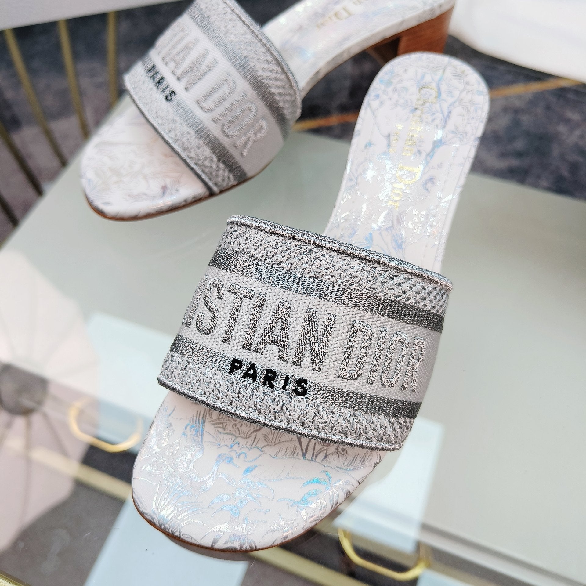 DIOR CD Mule Dway Heeled Slide 45mm Style 7