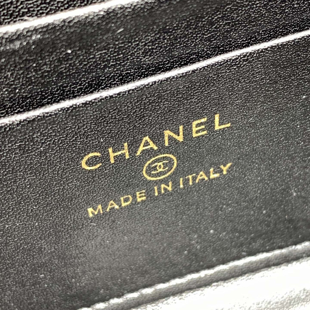 CHANEL 23P Flap Bag 19cm Black Caviar Gold Hardware