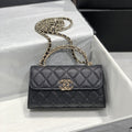 CHANEL 23P Flap Bag 19cm Black Caviar Gold Hardware