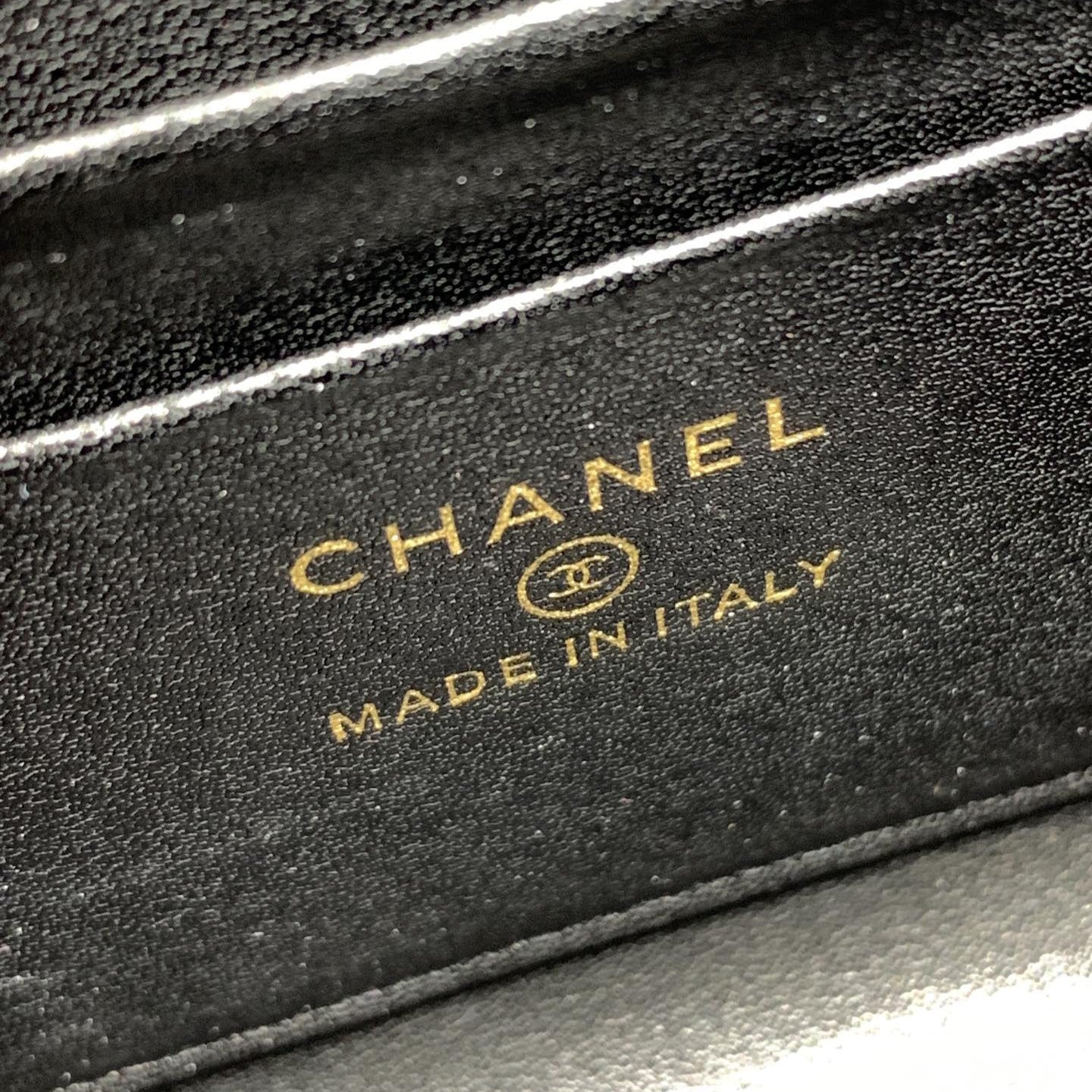 CHANEL 23P Flap Bag 15cm Black Caviar Gold Hardware