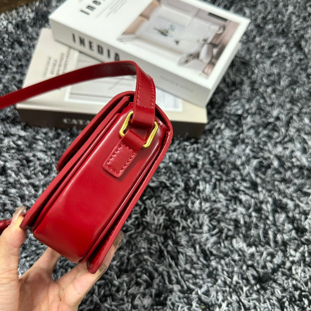 CELINE TRIOMPHE TEEN 18 CHERRY RED COWHIDE LEATHER