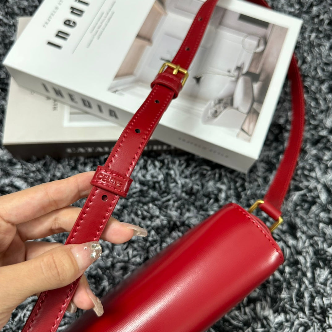 CELINE TRIOMPHE TEEN 18 CHERRY RED COWHIDE LEATHER