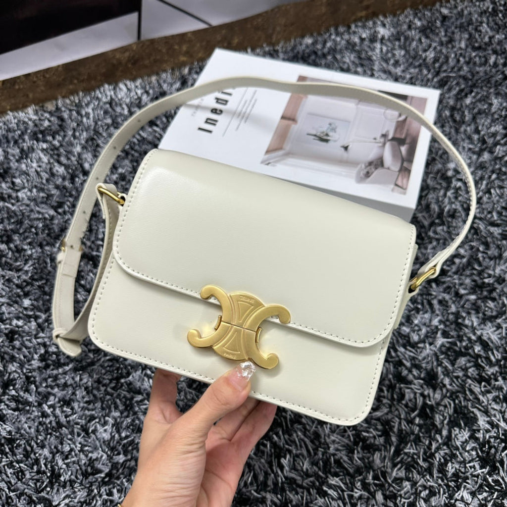 CELINE TRIOMPHE TEEN 18 WHITE COWHIDE LEATHER