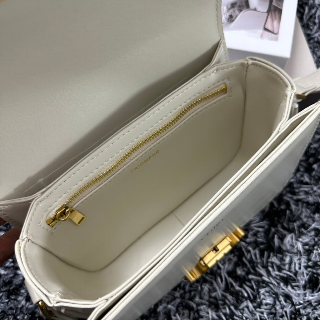 CELINE TRIOMPHE TEEN 18 WHITE COWHIDE LEATHER