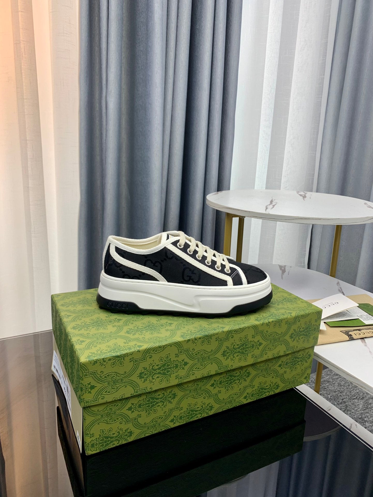 GUCCI SNEAKER FLATFORM BLACK CANVAS