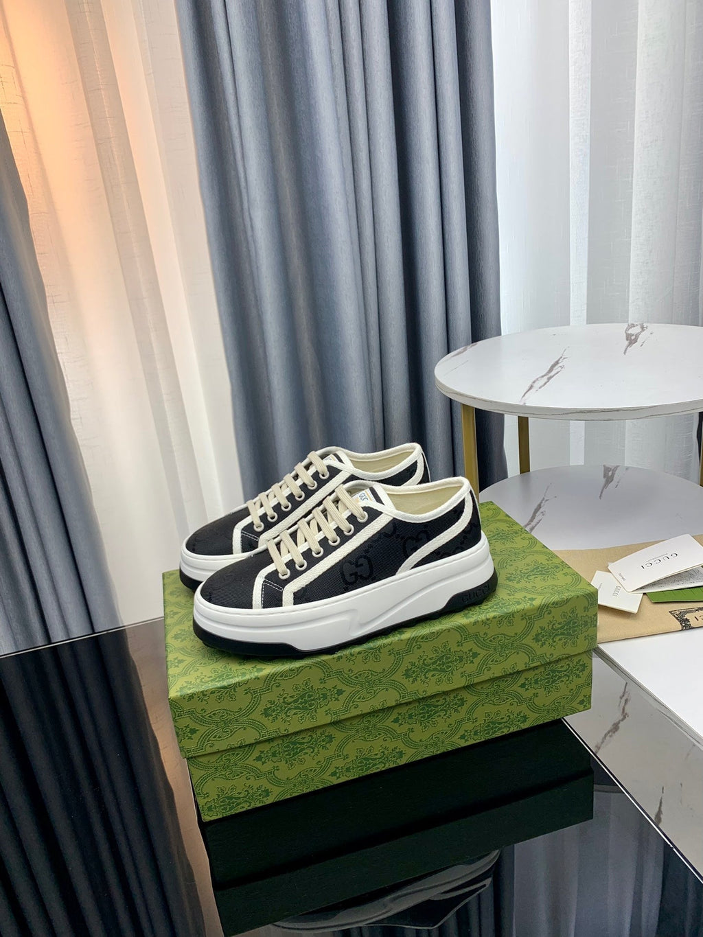 GUCCI SNEAKER FLATFORM BLACK CANVAS