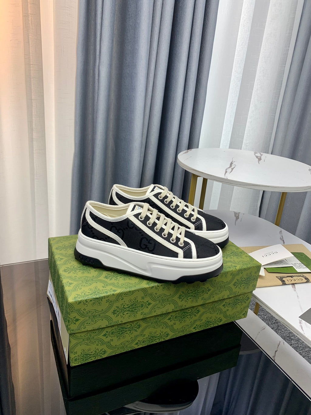 GUCCI SNEAKER FLATFORM BLACK CANVAS