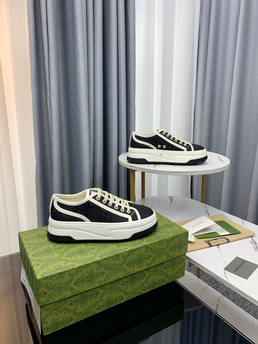 GUCCI SNEAKER FLATFORM BLACK CANVAS